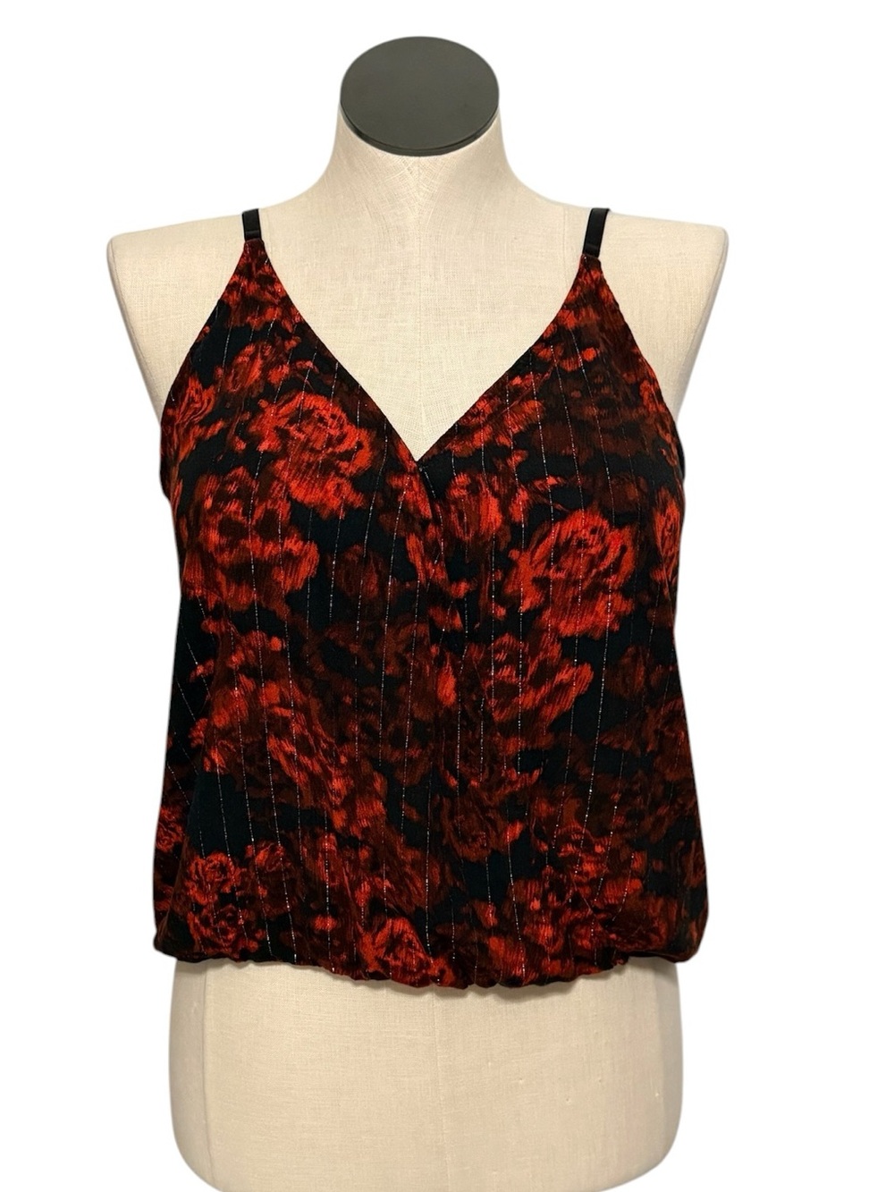 Maurices Black Cami with Red Rose Print